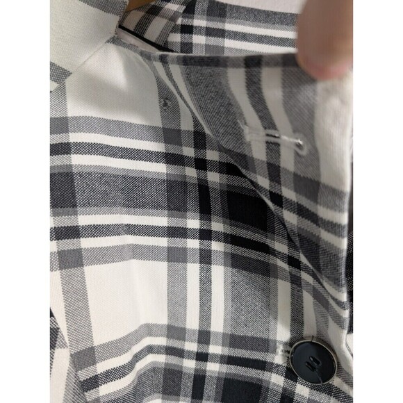 Banana Republic White Plaid Double Breasted Jacket Large Petite - Picture 7 of 9